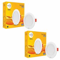 wipro Abs Plastic 6W Alpha Downlight for Junction Box | Green | 3 Inch Cutout, 22Mm Height | Surge Protection Upto 350 VA | High Voltage Protection Upto 4KV | Pack of 2