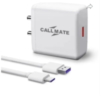Callmate  65 W 6 A Wall Charger for Mobile with Detachable Cable (White, Cable Included)