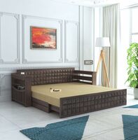 Ganpati Arts - Solid Sheesham Wood 3 Seater Diamond Sofa Cum Bed - (Walnut Finish)