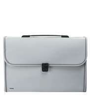 Solimo Expanding File Folder with 13 Pockets, Handle, and Buckle Closure, for A4 Size Documents (Grey)