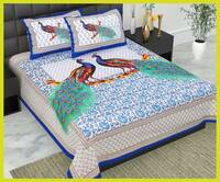 JAIPUR PRINTS 220 TC Cotton Double, Queen Printed Flat Bedsheet  (Pack of 1, Blue)