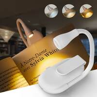 Desidiya Reading Light, Book Light for Night, Book Reading Specialty with Clip, USB Rechargeable, 3 Modes, Portable, Eye Caring - White