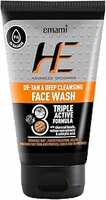 HE De-Tan & Deep Cleansing Face Wash | Removes Tan, Fights Pollution, Helps Prevent Oiliness & Pimples, Cools & refreshes | With Charcoal, Vetiver Root Extracts, Salicylic Acid, Refreshing Menthol | Long Lasting Freshn