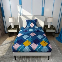 Dream Care 125 TC Microfiber Single Geometric Flat Bedsheet | Pack of 1 | Blue