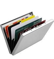 OFIXO 6 Slots Credit Card Holder RFID Protected Stainless Steel Credit Card Wallet Slim Metal Credit Card Case for Men and Women (Matt-Silver)