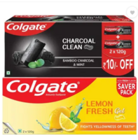 Colgate - Charcoal Clean 240g Toothpaste & Lemon Fresh 240g Toothpaste  (480 g, Pack of 2)