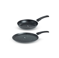 BAY6 Nonstick Cookware Set - (Dosa Tawa 26 cm + Fry Pan 24 cm) - Grey - (2pc) 