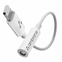 Ambrane Lightning to 3.5mm Audio Earphones Jack Adapter | AUX Cable, Port Converter for iPhone 14, 13, 12, 11, X, XS, 8, 7, 6S, SE, iPod, iPad | Headphone & Car Stereo Connector | White (AOTG-L1)