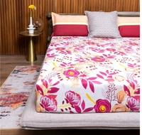 Urban Space 144 TC 100% Cotton Double Bedsheet with 2 Pillow Covers - Earth Pink 
