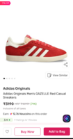 Adidas Originals Men's GAZELLE Red Casual Sneakers
