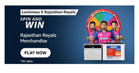 Amazon Luminous x Rajasthan Royals : Try ur Luck - Spin & Win |Free Caps, Sippers, Tshirts 