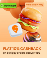 Swiggy food: Extra Rs. 100 Off using kiwi upi + 10% cashback (may be user specific)