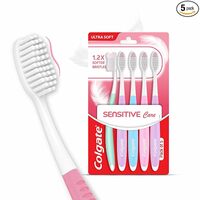 Colgate Gentle Sensitive Care Ultra Soft Bristles Manual Toothbrush For Adult Combo Pack Offer,Multicolor- 5Pcs