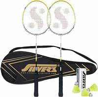 Silver's Aluminium Champ Badminton Kit (2 Racquets with Full Cover, 1 Box Plastic Shuttlecock Pack of 3)(Yellow/White)