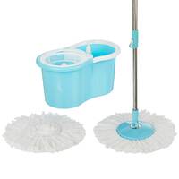 Amazon Brand- Presto! Spin Mop, Oval Bucket with Plastic Basket, 2 Refills

