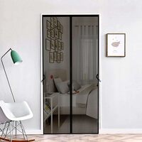 Fiberglass Mosquito Net for Door with Stay-Open Buckle (90 cm X 210 cm, Black) | Auto-Closing Insect Screen Full Frame Hook & Loop for All Door Types