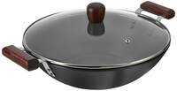 Amazon Brand - Solimo Hard Anodized Aluminium Kadhai with Induction Base, Black, 30cm