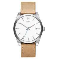 MVMT Mens Analog Silver Dial Brown Band Leather Watch