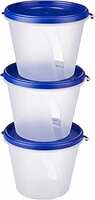 Amazon Brand - Solimo Nestable & Stackable Polypropylene Container Set, Round, 1000 ml, Set of 3, Blue
