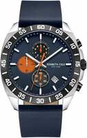 Kenneth Cole Quartz Chronograph Blue dial Leather Strap Watch for Men-KCWGC0016101MN Apply 10% coupon 