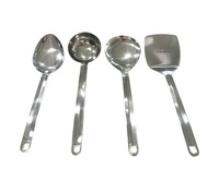 Happy Kitchen Stainless Steel 4 Piece Set - Ladle, Spatula and Large Serving Spoon | 25cm