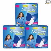 Stayfree Secure xl | Combo packs 120 Pads | Cottony Soft Sanitary Pads for Women | with Leak Lock Technology | Odour Control | Absorbs upto 100% Fluid | Up to 12 Hours of Protection |