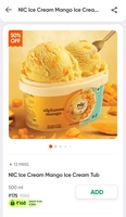 NIC Ice Cream Mango Ice Cream 50% Discount 