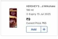 HERSHEY'S Kisses Chocolate Brownie Flavoured Milkshake( Flipkart Minutes )
