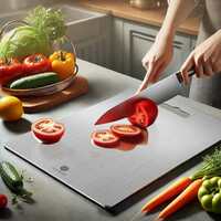 HOMEBASIC 304 Stainless Steel Chopping Board – Food-Grade, Non-Porous Cutting Board for Vegetables, Fruits, Meats & Fish (36 x 25 x 0.1 cm) At Just Rs.699