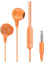  Ambrane Wired Earphones with Mic | 3.5mm Audio Jack | 14mm Driver for HD Sound & Deep Bass | Tangle-Free 1.2m Cable | In Ear Comfort Fit | Compatible with Mobiles, Tablets, Laptops, PCs (EP-83 Orange) 