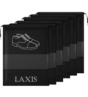  HOMFIL Brand - LAXIS - Shoe Bag for Travel & Storage Organizer for Women & Men | Travel Accessories Shoe Bags Pouches | Travel Shoe Cover for Travelling Travel Essentials (Black, Pack of 6) 