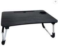 Oango Wooden Laptop Table Wood Portable Laptop Table  (Finish Color - BLACK, Pre Assembled)