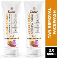 Dabur Kesar Ubtan, Kashmiri Saffron - Exfoliates, Glows & Tones Face Wash - Pack of 2 |100% (200 g)