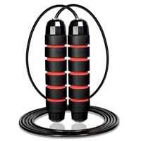 FitBox Sports Skipping Rope Foam Padded With Coated Steel Rope, Jump Rope For Exercise & Workout (Black/Red)