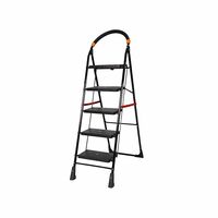Happer Premium PVC Foldable 4 Steps Ladder Clamber (Black & Orange)