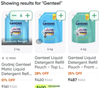 Swiggy Instamart - Godrej Genteel 2L @ 51% off (Max supersaver price) , 49% off normal price