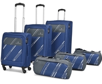 ARISTOCRAT Soft Body Set of 6 Luggage 4 Wheels - HEXA ACTIVE 4W STR CB+MD+LG+3DF NAVY BLU-Blue