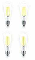 Philips 4-watt E27 ST64 LED Glass Filament Bulb | Warm White/Golden Yellow, Pack of 4