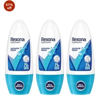 Rexona Shower Fresh Underarm Roll On Perfume For Women, Antiperspirant, Removes Odour, Keeps Skin Fresh & Clean, Alcohol Free, Skin Friendly, 50 Ml (Pack of 3)