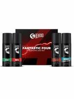 Beardo Fantastic 4 Perfume Body Spray Gift Set for Men 4X40ml | Long Lasting Fragrances | Legacy, Mafia, Mariner Capt Jack and Whisky Smoke Perfume Body Spray | Valentines day gift for husband | Gift for boyfriend | Gi