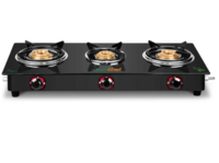 Greenchef Ebony Glass Manual Gas Stove  (3 Burners)
