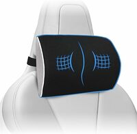 Grin Health Memory Foam Car Neckrest Pillow Relieve Neck Pain- Car Seat Head Rest Pillow for Neck Support- Neck Pillow for Car (Standard, Black/Grey, Pack of 1)