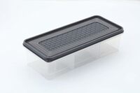 Arto Container 3 Partition Transparent Plastic Lock Food Storage Airtight Container Jar for Cereals, Snacks, Pickle, Grocery Container, Vegetable, Meat, Fish Fridge Container (Pack of 2)