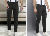 Dennis Lingo Men Grey Tapered Fit Cargos Trousers