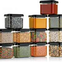 Pack of 12 Plastic Grocery Container  - 500 ml koktailkitchan Black