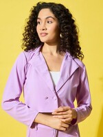 DIMPY GARMENTS Notched Lapel Double-Breasted Crop Blazer