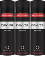  DENVER Black Code Premium Body Talc - 100Gm (Pack of 3) | Scented Talcum Powder 