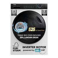 Haier 8 kg AI with Inverter Motor Fully Automatic Front Load Washing Machine - Black, White