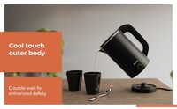  Lifelong Electric Kettle 0.8 Litre with 2 Cups | 600W Stainless Steel Kettle with Double Wall & Cool Touch Body, 360° Swivel Base, Water Level Indicator, Auto Shut-Off & Overheat Protection (Black) 
