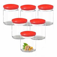  Pure Source India Glass Storage Airtight Jars -190 ml, 6 Piece, Transparent 